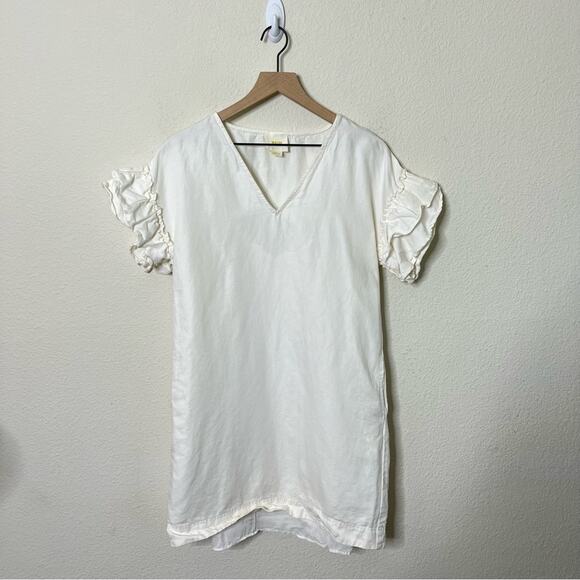 Anthropologie Maeve Linen Cotton Blend Ruffle Sleeve Shift Dress Womens Size XS - Picture 5 of 10